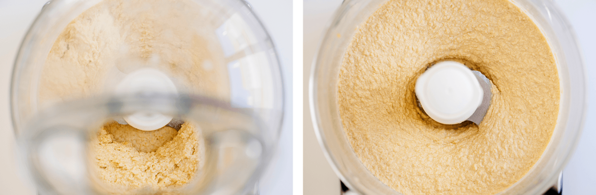 Lemon hummus blending in the food processor.