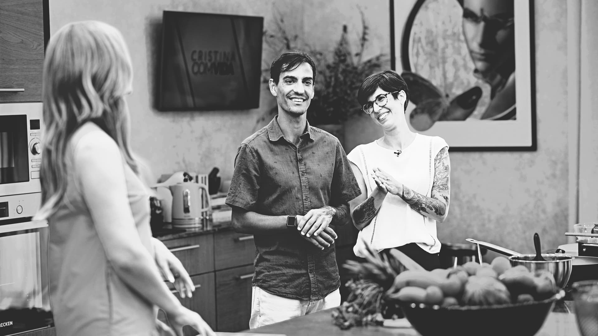 André e Rita com a Cristina Ferreira, durante um episódio do programa de televisão "Cristina com Vida".