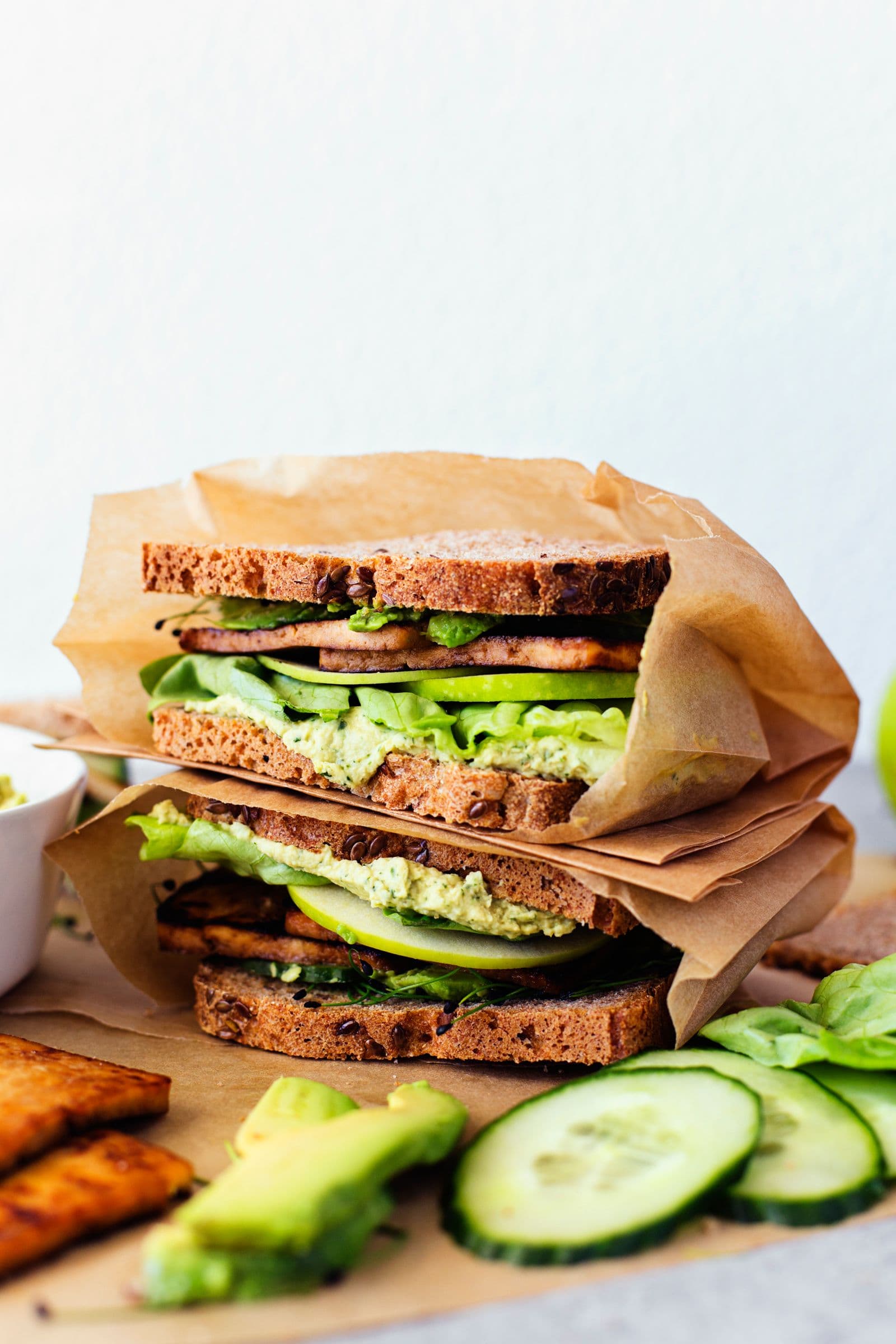 Green Sandwiches with Maple & Soy Crispy Tofu