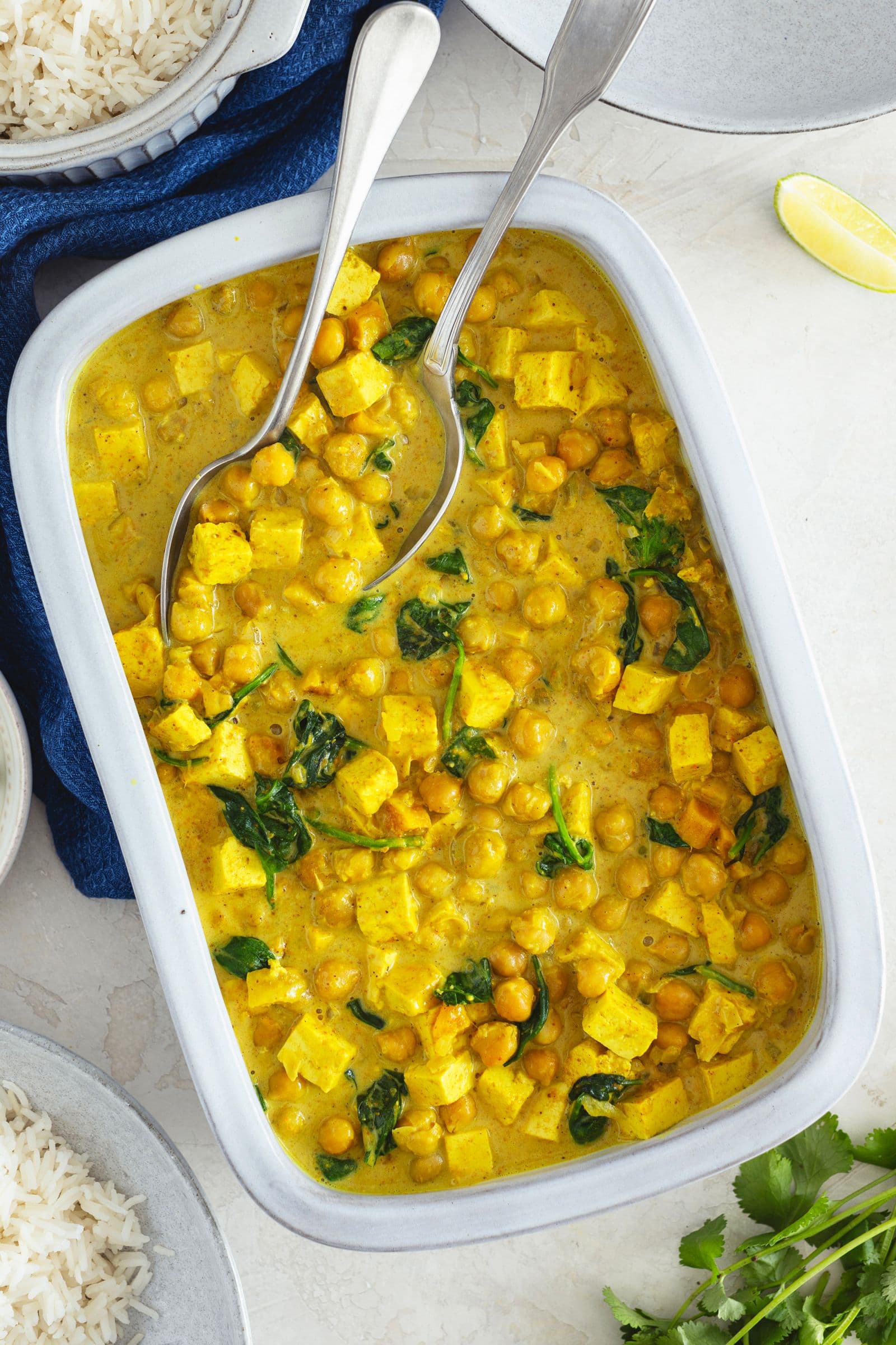 Chickpea, Tofu & Spinach Curry (Quick and Easy)