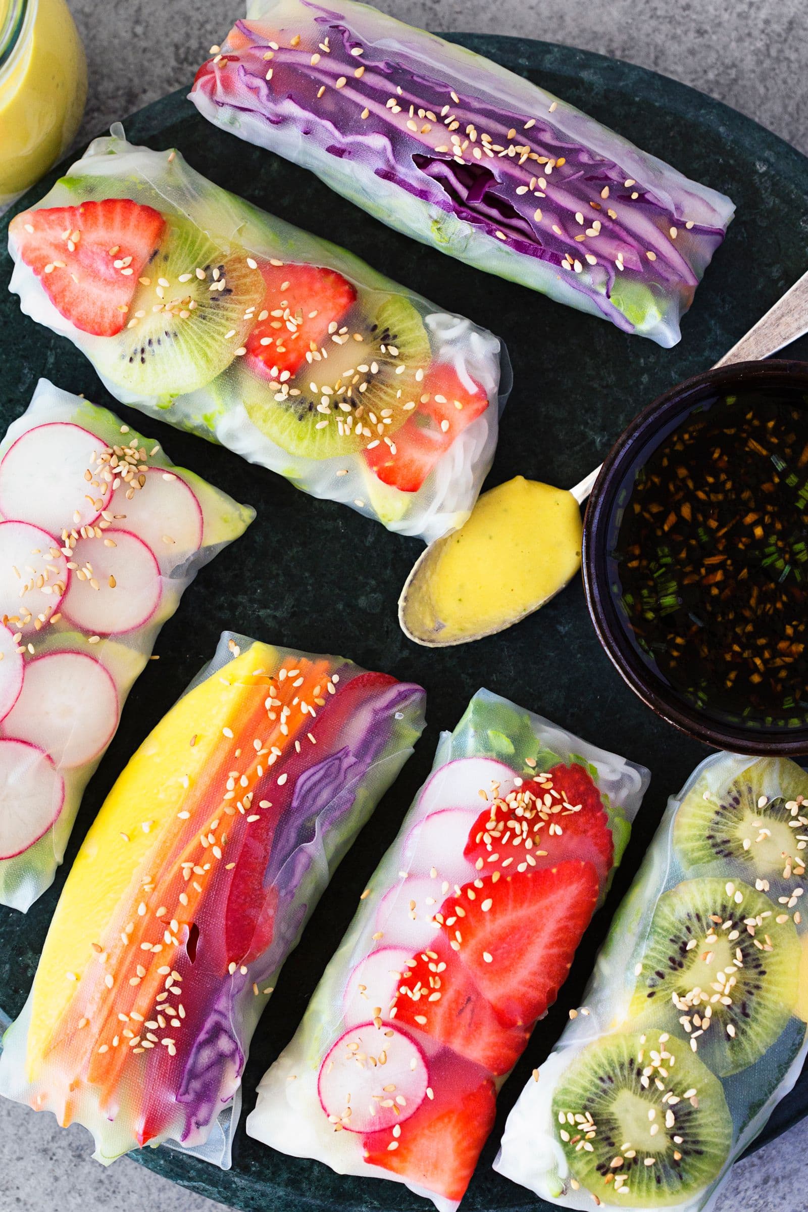 Rainbow Spring Rolls (with 2 dipping sauces)